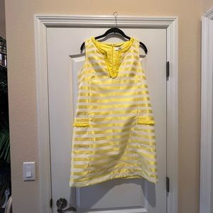 Belle Badgley Mischka white and yellow striped dress